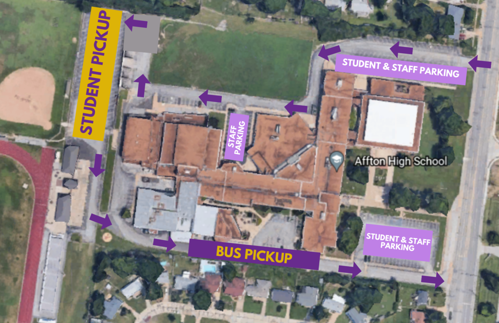 Revised traffic flow for student pick up at AHS