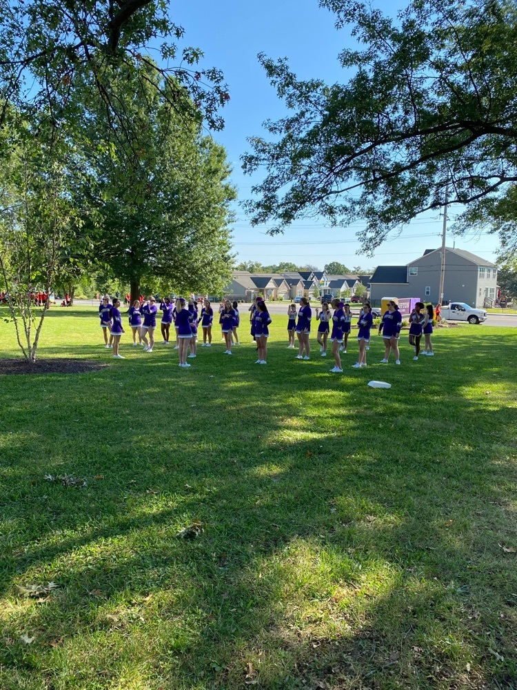 AHS cheer squad gets ready to march in the Affton Days parade 2021
