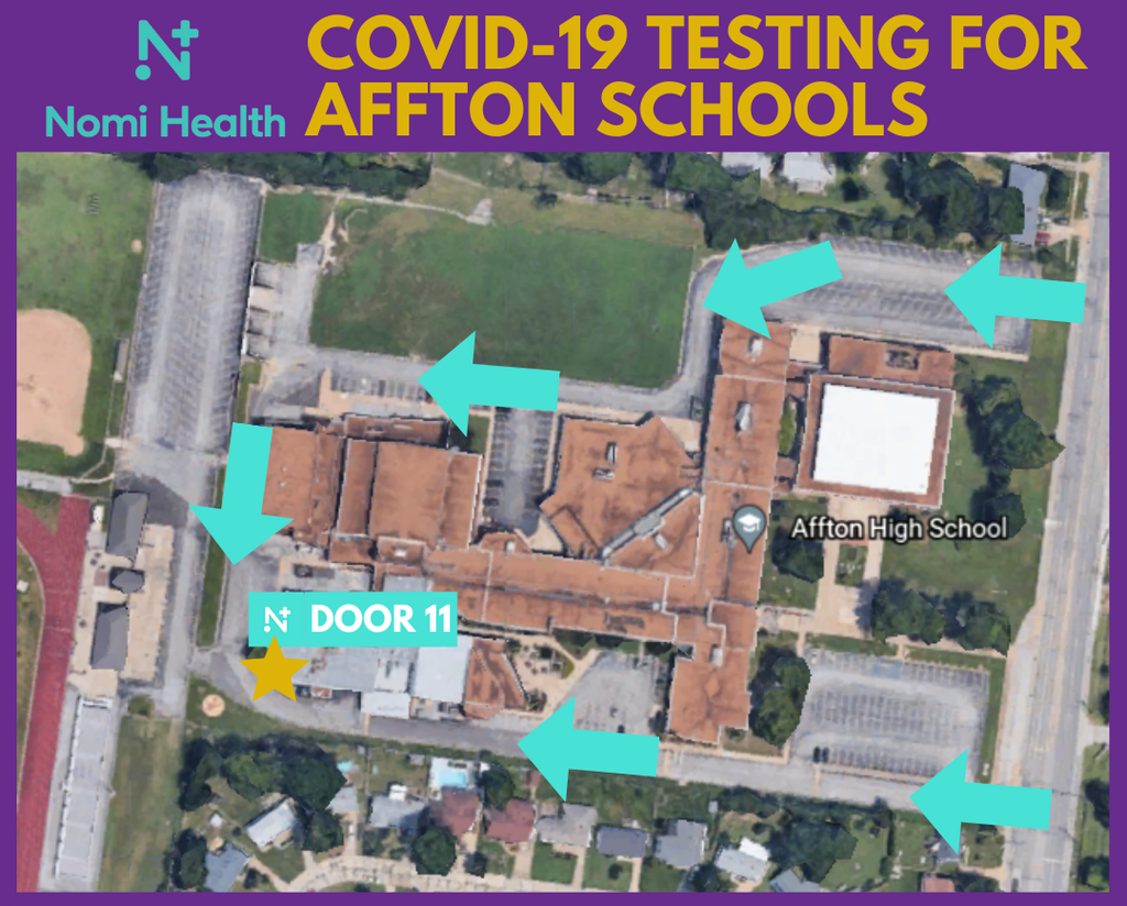 Map to COVID-19 Testing at Affton High School