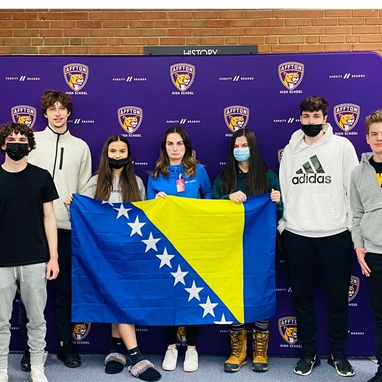 Affton students proudly display the Bosnian flag.