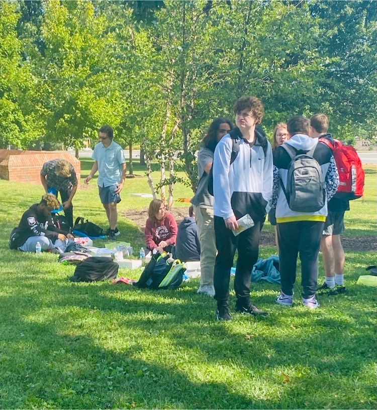 Seniors hanging out at Lunch on the Lawn.